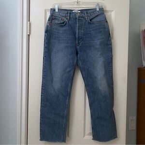 RE/DONE 70s Stove Pipe Jean in Medium Vain Raw Hem size 28